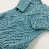 Patterned Turquoise Knitted Dress - Girls Newborn