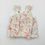 Animals & Patterns Colourful White Romper - Girls Newborn