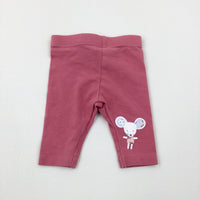 Mouse Dusky Pink Leggings - Girls Newborn