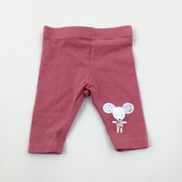 Mouse Dusky Pink Leggings - Girls Newborn