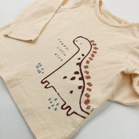 'Happy Little Dino' Dinosaur Peach Long Sleeve Top - Boys 0-3 Months