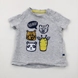 'Roar!' Animals With Peek A Boo Faces Grey T-Shirt - Boys 0-3 Months