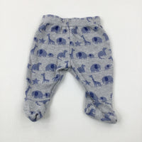 Animals & Stars Blue & Grey Jersey Trousers - Boys 0-3 Months