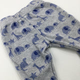 Animals & Stars Blue & Grey Jersey Trousers - Boys 0-3 Months