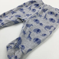 Animals & Stars Blue & Grey Jersey Trousers - Boys 0-3 Months