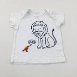 'Roar!' Lion & Bird White Cotton T-Shirt - Boys 0-3 Months