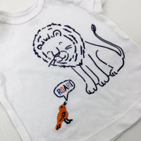 'Roar!' Lion & Bird White Cotton T-Shirt - Boys 0-3 Months