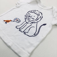 'Roar!' Lion & Bird White Cotton T-Shirt - Boys 0-3 Months