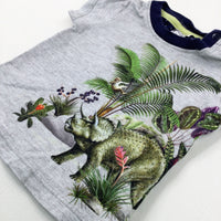 Dinosaur Grey Cotton T-Shirt - Boys 0-3 Months