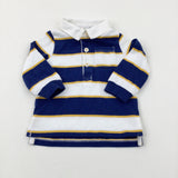 Navy & White Striped Long Sleeve Rugby Top - Boys 0-3 Months