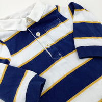 Navy & White Striped Long Sleeve Rugby Top - Boys 0-3 Months