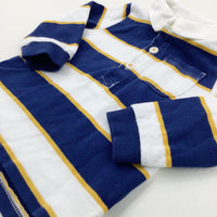 Navy & White Striped Long Sleeve Rugby Top - Boys 0-3 Months