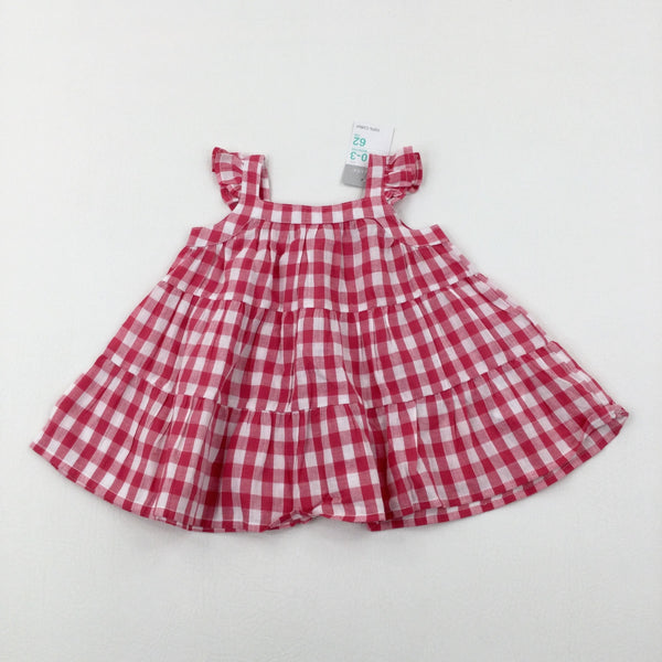**NEW** Pink Checked Dress - Girls 0-3 Months