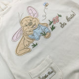 'So Cute' Winnie The Pooh's Little Roo Appliqued White Short Dungarees - Girls 0-3 Months