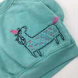 Unicorn Appliqued Turquiose Sweatshirt - Girls 0-3 Months