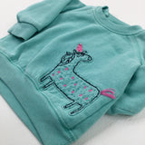 Unicorn Appliqued Turquiose Sweatshirt - Girls 0-3 Months