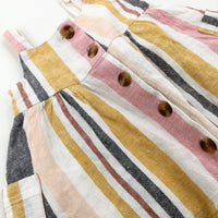 Colourful Striped Linen Mix Dress - Girls 0-3 Months