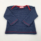 Navy & Grey Striped Long Sleeve Top - Boys 3-6 Months