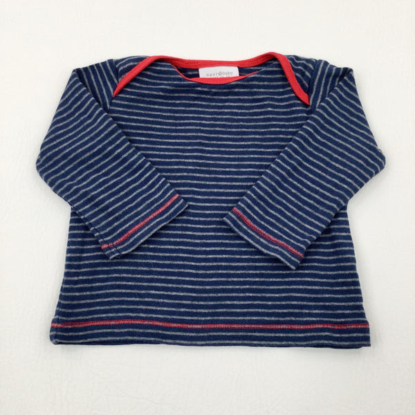 Navy & Grey Striped Long Sleeve Top - Boys 3-6 Months