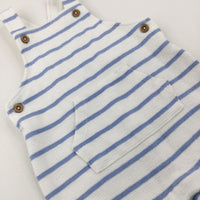 Light Blue Striped Dungarees  - Boys 3-6 Months