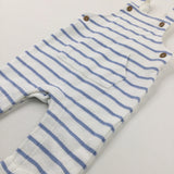 Light Blue Striped Dungarees  - Boys 3-6 Months