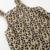 Animal Print Tan Cord Dungaree Dress - Girls 3-6 Months