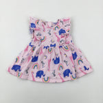 Animals & Rainbows Pink Jersey Dress - Girls 3-6 Months