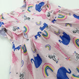 Animals & Rainbows Pink Jersey Dress - Girls 3-6 Months