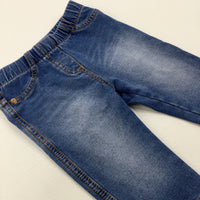 Mid Blue Denim Jeggings - Girls 3-6 Months