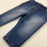 Mid Blue Denim Jeggings - Girls 3-6 Months