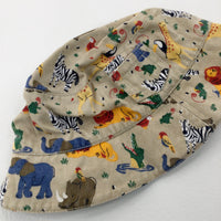 Jungle Animals Beige Sun Hat - Boys 6-9 Months