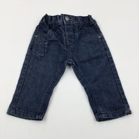 Dark Blue Denim Jeans With Adjustable Waist - Boys 6-9 Months