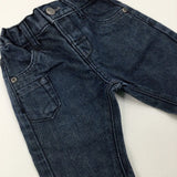 Dark Blue Denim Jeans With Adjustable Waist - Boys 6-9 Months