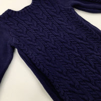 Patterned Navy Knitted Romper - Boys 6-9 Months