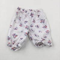 Flowers White Lightweight Trousers - Girls 6-9 Months