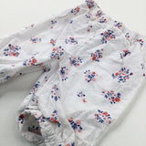 Flowers White Lightweight Trousers - Girls 6-9 Months