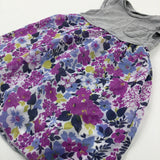 Flowers Lilac & Grey Floaty Dress - Girls 6-9 Months