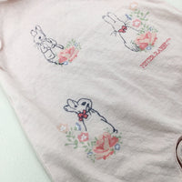 Peter Rabbit Embroidered Pink Romper - Girls 6-9 Months