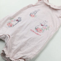 Peter Rabbit Embroidered Pink Romper - Girls 6-9 Months