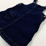 Dark Blue Denim Dungaree Dress - Girls 6-9 Months