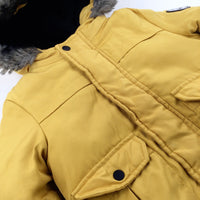 Yellow Heavyweight Coat With Fluffy Hood - Boys 9-12 Months