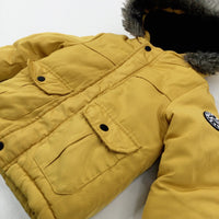 Yellow Heavyweight Coat With Fluffy Hood - Boys 9-12 Months