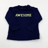 'Awesome' Navy Long Sleeve Top - Boys 9-12 Months