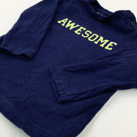 'Awesome' Navy Long Sleeve Top - Boys 9-12 Months