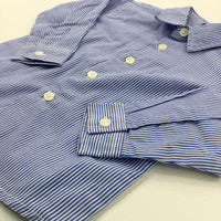 Blue Striped Long Sleeve Shirt - Boys 9-12 Months