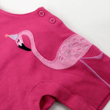 Party Flamingo Appliqued Pink Short Dungarees - Girls 9-12 Months