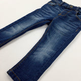 Mid Blue Denim Jeans With Adjustable Waist - Boys 12-18 Months