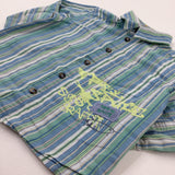 'Signs Of Graffiti' Blue & Green Striped Long Sleeve Shirt - Boys 12-18 Months