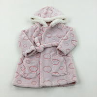 Patterned Pink Fluffy Dressing Gown - Girls 6-9 Months