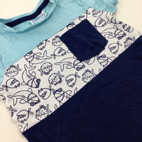 Fish & Sharks Blue Colourblock T-Shirt - Boys 12-18 Months